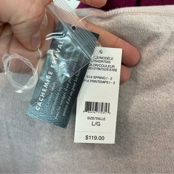 Lord+Taylor Beige Pastel Pink Cashmere 2-ply Sweater L - Picture 4 of 9